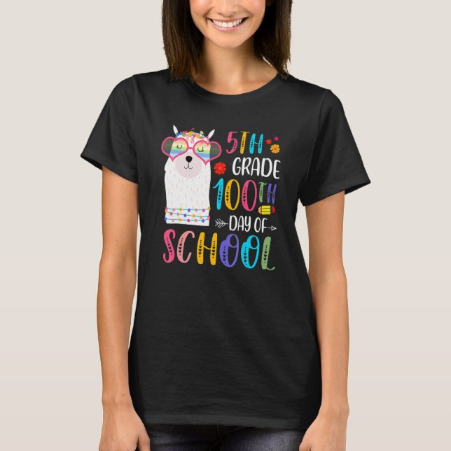 Camiseta 100th Day Of School No Prob Llama 100 Days Of 5th  (Frente)