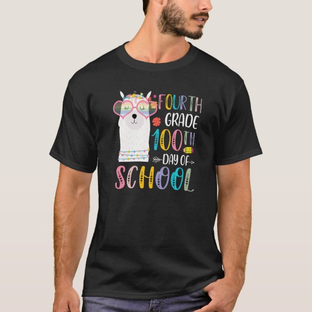 Camiseta 100th day of School No Prob Llama 100 Days Of Four (Frente)