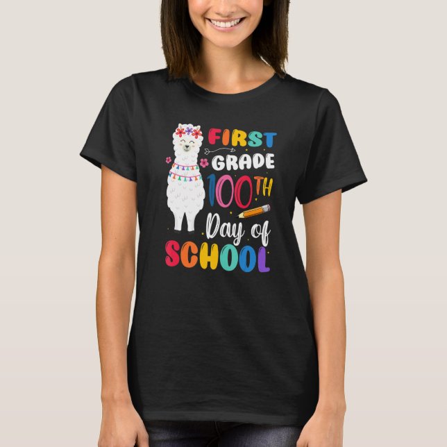 Camiseta 100th Day Of School No Prob Llama 100th Day First  (Frente)