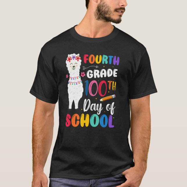 Camiseta 100th Day Of School No Prob Llama 100th Day Fourth (Frente)