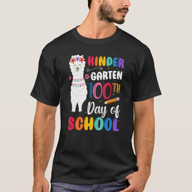 Camiseta 100th Day Of School No Prob Llama 100th Day Kinder (Frente)