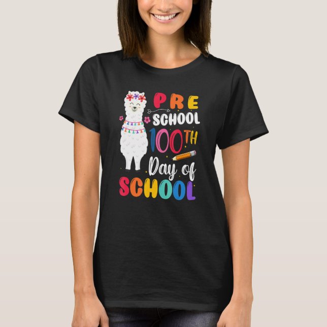 Camiseta 100th Day Of School No Prob Llama 100th Day Presch (Frente)