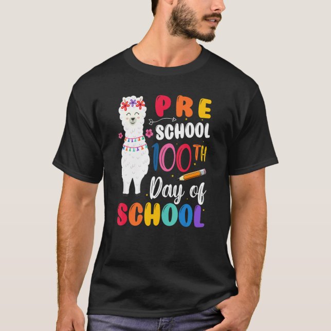 Camiseta 100th Day Of School No Prob Llama 100th Day Presch (Frente)