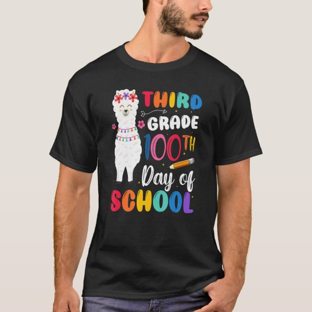 Camiseta 100th Day Of School No Prob Llama 100th Day Third  (Frente)