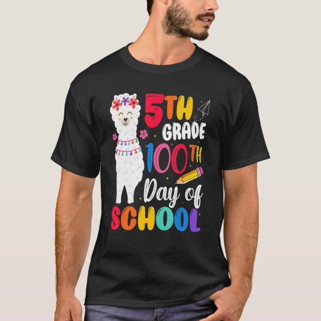 Camiseta 100th day of school No Prob Llama Happy 100th day  (Frente)