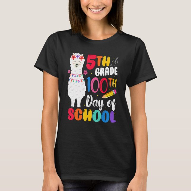 Camiseta 100th day of school No Prob Llama Happy 100th day  (Frente)