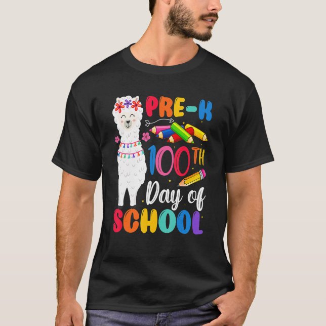 Camiseta 100th Day Of School No Prob Llama Happy 100th Day  (Frente)