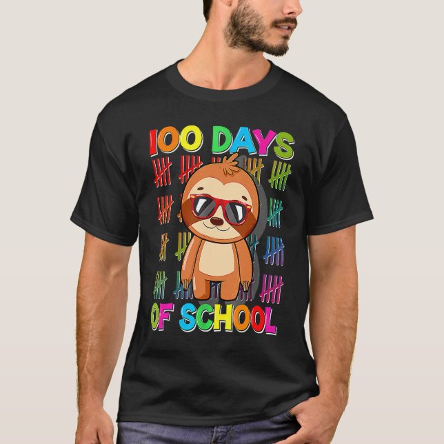 Camiseta 100th Day of School Sloth Happy 100 Days Smarter S (Frente)