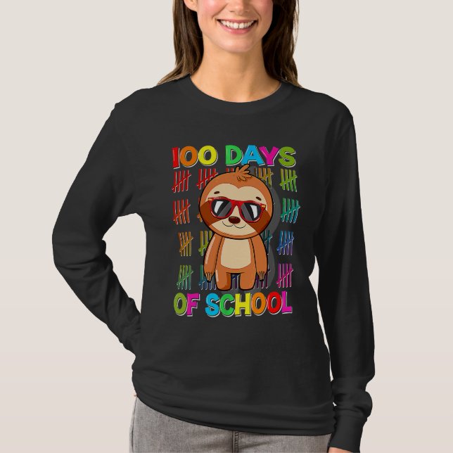 Camiseta 100th Day of School Sloth Happy 100 Days Smarter S (Frente)