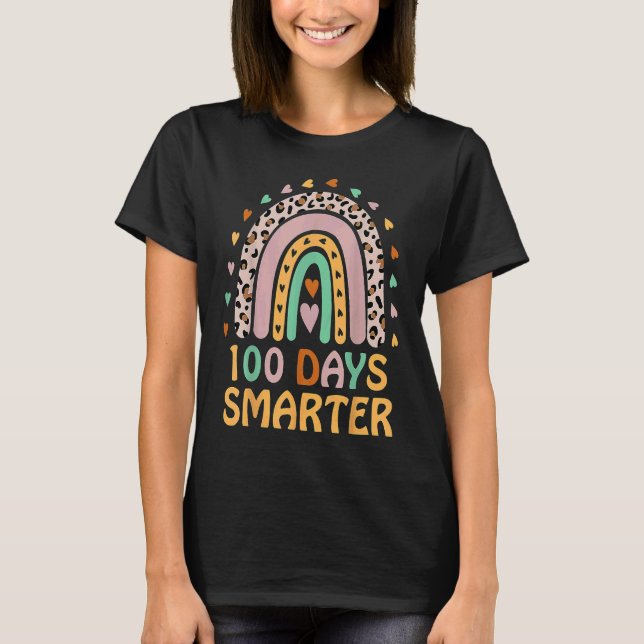 Camiseta 100th Day of School Teacher  100 Days Smarter Rain (Frente)