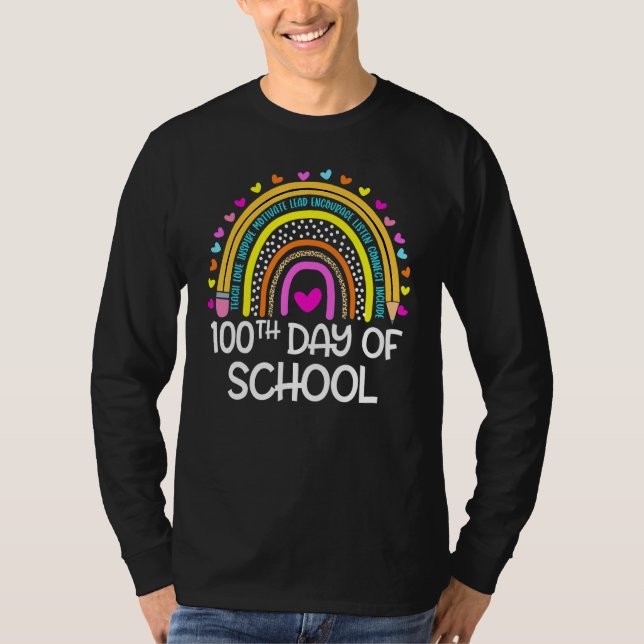 Camiseta 100th Day Of School Teacher  100 Days Smarter Rain (Frente)
