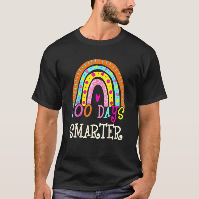 Camiseta 100th Day Of School Teacher 100 Days Smarter Rainb (Frente)