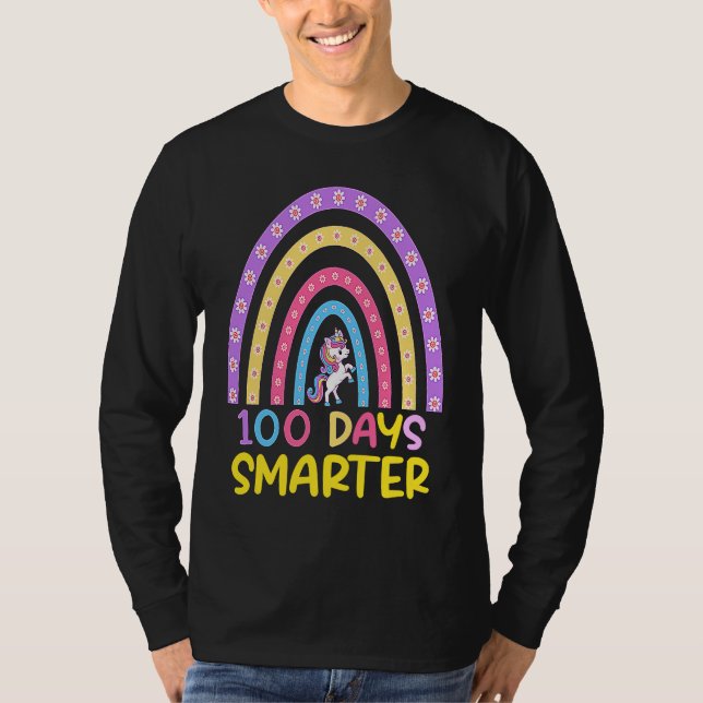 Camiseta 100th Day of School Teacher 100 Days Smarter Rainb (Frente)