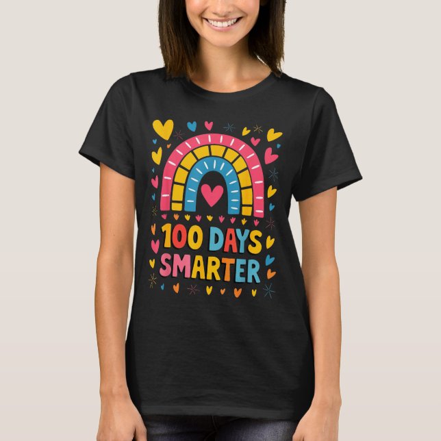 Camiseta 100th Day Of School Teacher 100 Days Smarter Rainb (Frente)