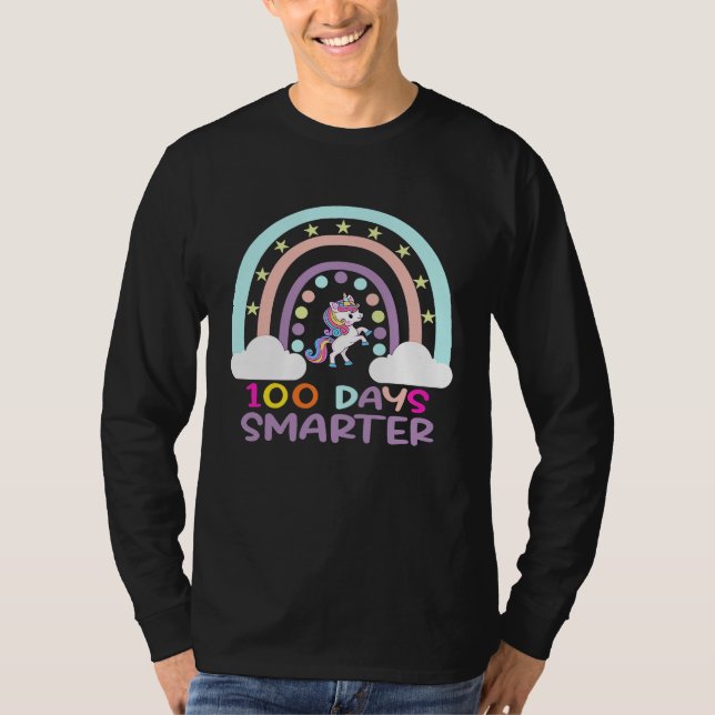 Camiseta 100th Day of School Teacher 100 Days Smarter Rainb (Frente)