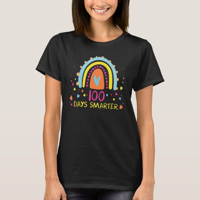 Camiseta 100th Day Of School Teacher 100 Days Smarter Rainb (Frente)