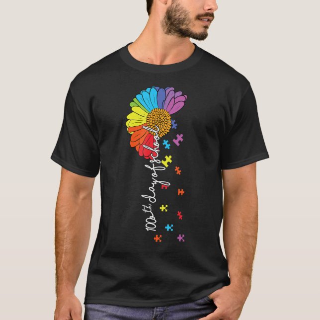 Camiseta 100th day of school teacher autism Awareness Valen (Frente)