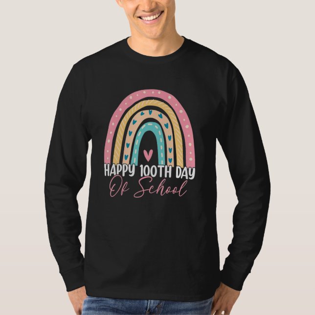 Camiseta 100th Day Of School Teacher Boho Rainbow 100 Days  (Frente)