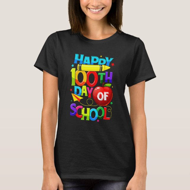 Camiseta 100th Day Of School Teacher Kid Child Happy 100 Da (Frente)