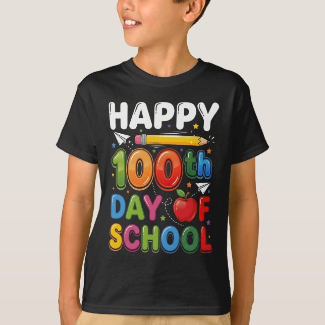 Camiseta 100th Day of School Teacher Student Happy 100 Days (Frente)