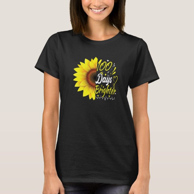 Camiseta 100th Day of School Teacher Sunflower Lovers for W (Frente)