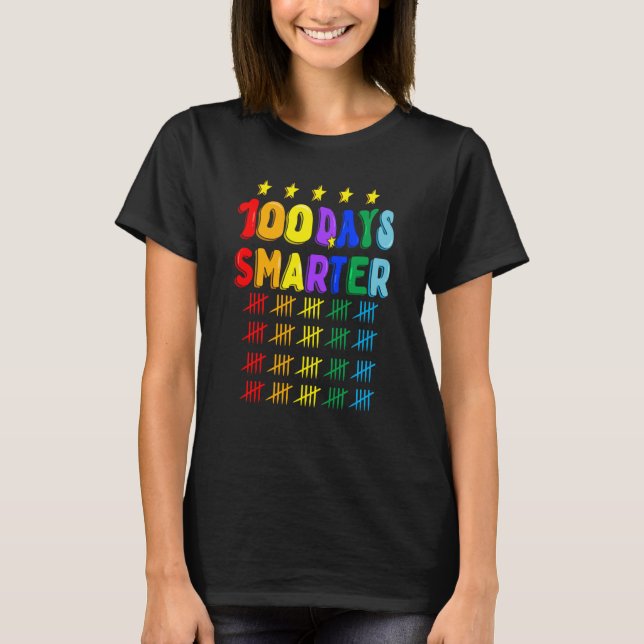 Camiseta 100th Day of School Teachers Kids 100 Days Smarter (Frente)