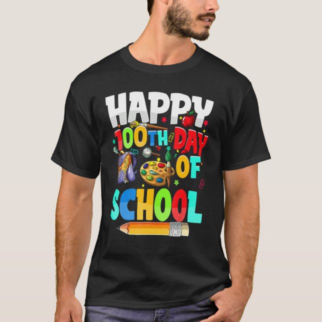 Camiseta 100th Day Of School Teachers Kids Happy 100 Days O (Frente)
