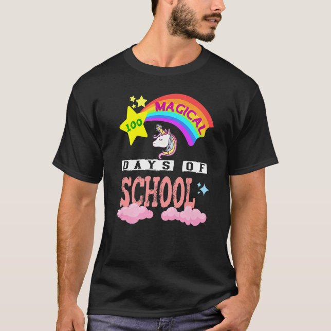 Camiseta 100th Day of School Unicorn 100 Magical Days Teach (Frente)