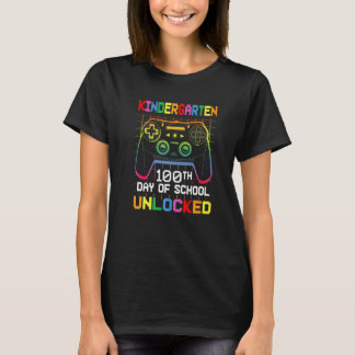 Camiseta 100th day Of School Unlocked Kindergarten Gamer Vi