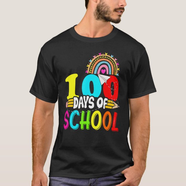 Camiseta 100th Days of School Teacher Kids - 100 Days Smart (Frente)