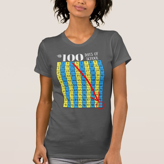 Camiseta 100th Dia do professor da carta do t-shirt 100s da (Frente)
