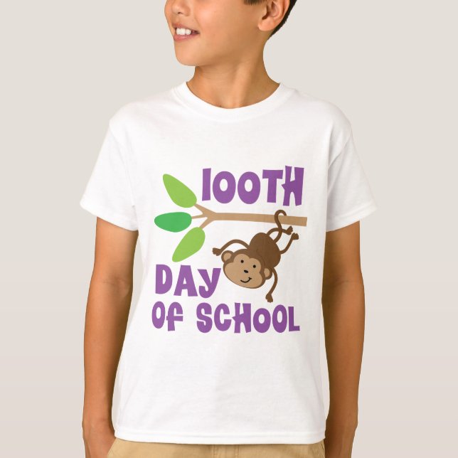 Camiseta 100th O dia da escola caçoa o t-shirt do macaco (Frente)