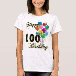 Camiseta 100th presentes de aniversário e roupa felizes do