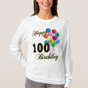 Camiseta 100th presentes de aniversário e roupa felizes do