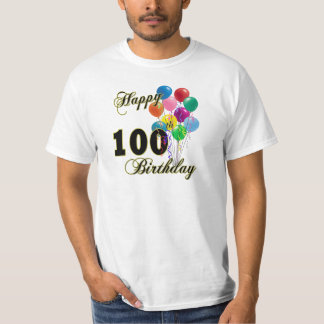 Camiseta 100th presentes de aniversário e roupa felizes do