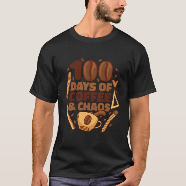 Camiseta 100th School Day Referendar Teacher Coffee Educato (Frente)