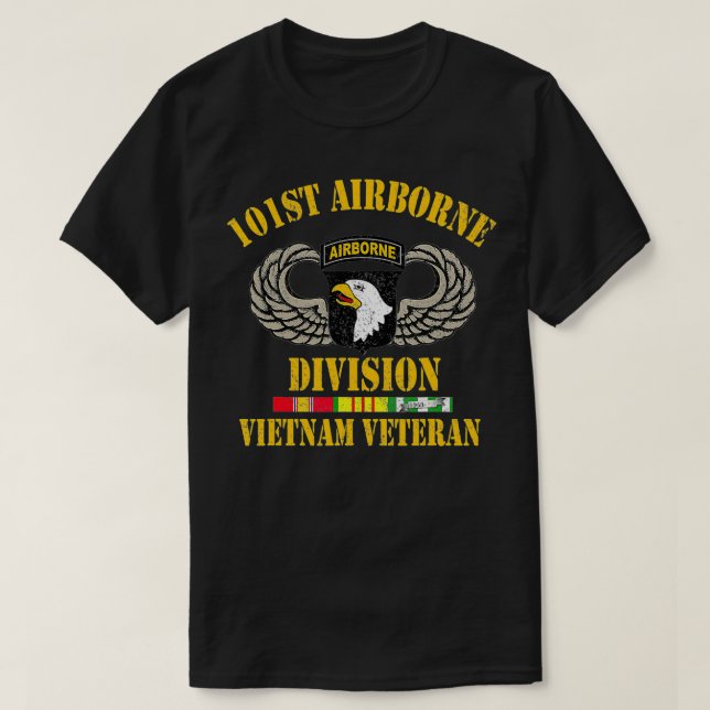 Camiseta 10101rua Airborne Division Vietnam Veteran Tshirt, (Frente do Design)