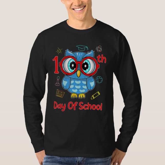 Camiseta 101 Days Of School Cute Owl Boys Girls 100 Days Sm (Frente)