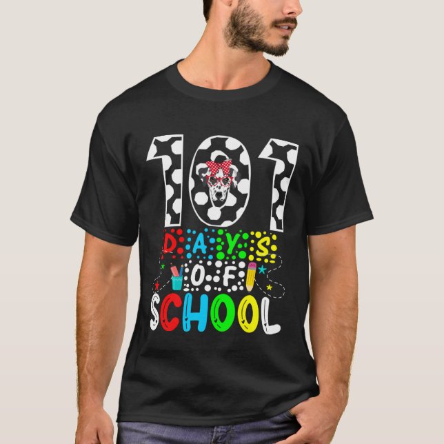 Camiseta 101 Days of School Dalmatian Dog Fuuny 100th Day o (Frente)