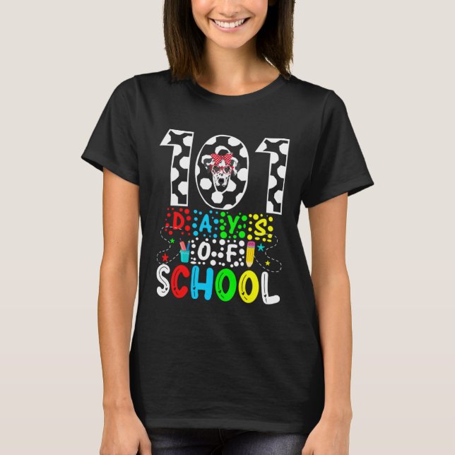 Camiseta 101 Days of School Dalmatian Dog Fuuny 100th Day o (Frente)