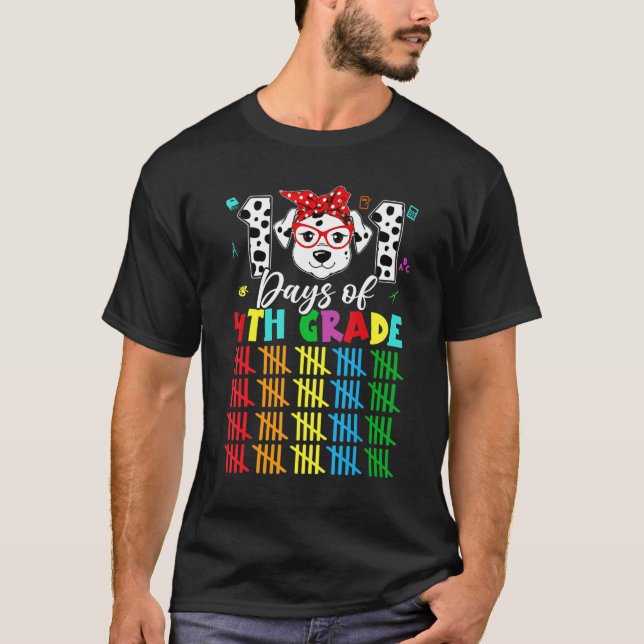 Camiseta 101 Days School 4TH Grade Funny Dog 100 Days Of Sc (Frente)