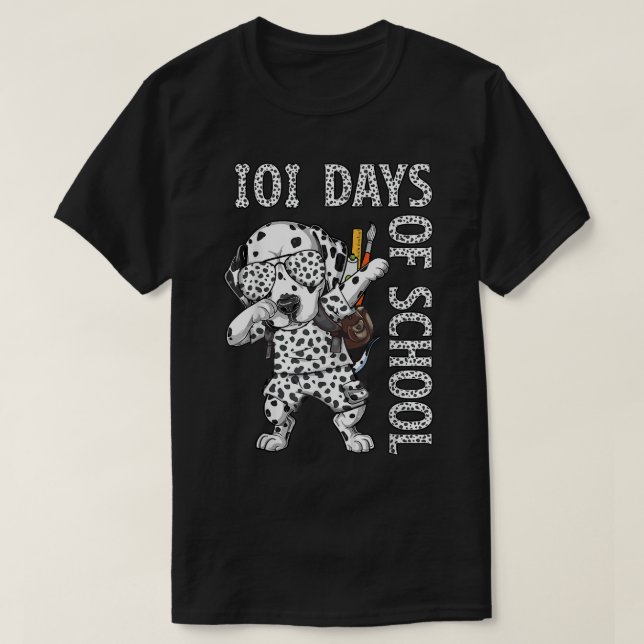 Camiseta 101 Dias de Escola Dabbing Dalmaciano Professores  (Frente do Design)