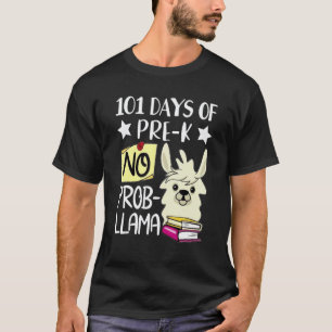 Camiseta 101 Dias De Pré-K Sem Prob Llama 101 Dias De Escol