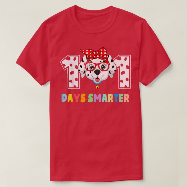 Camiseta 101 Dias Mais Inteligentes Professores De Cachorro (Frente do Design)