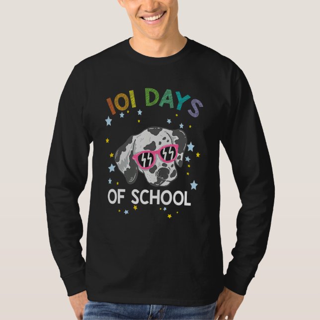 Camiseta 101 School Days Shirt Funny Dog 100th Day School_1 (Frente)