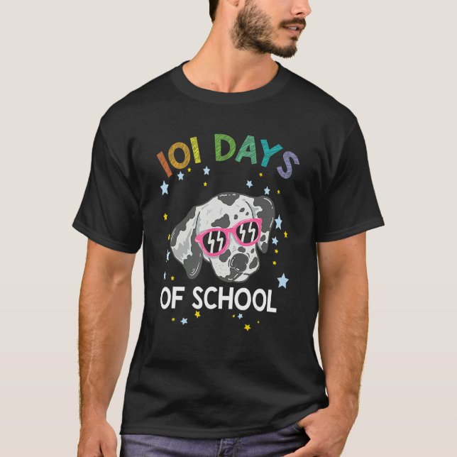 Camiseta 101 School Days Shirt Funny Dog 100th Day School_1 (Frente)