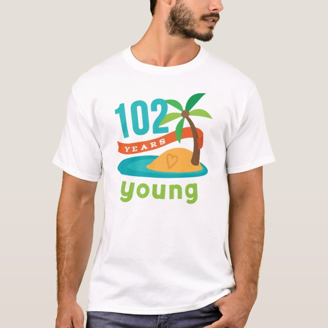 Camiseta 102 anos de presente de aniversário novo (Frente)