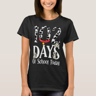 Camiseta 102 dias de escola hoje com o Cachorro Dalmático C