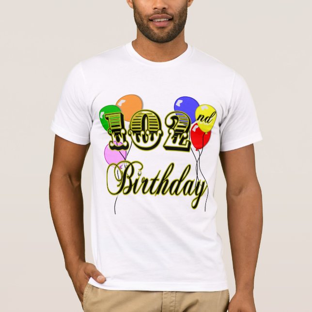 Camiseta 102nd Aniversário com balões (Frente)