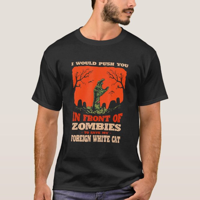 Camiseta 10548100055^Empurra-O Em Zombies Para Salvar O Meu (Frente)